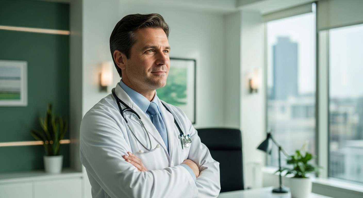 Médico confiante protegido