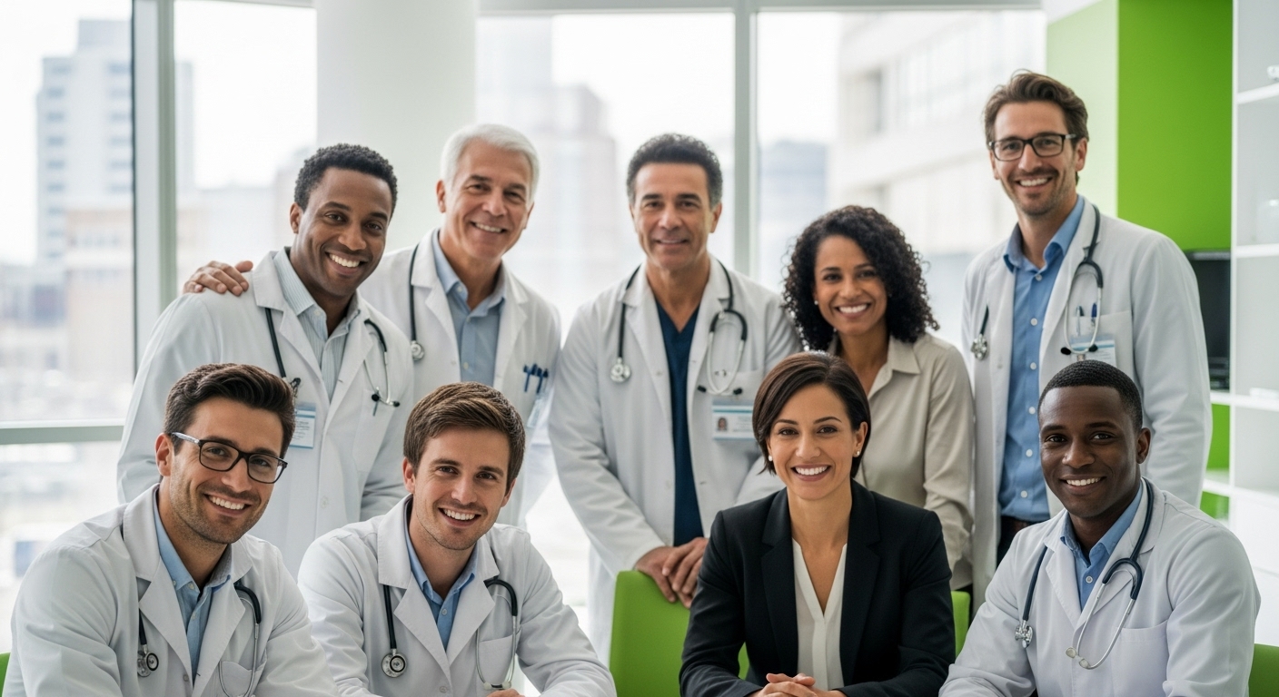 Equipe de profissionais unida